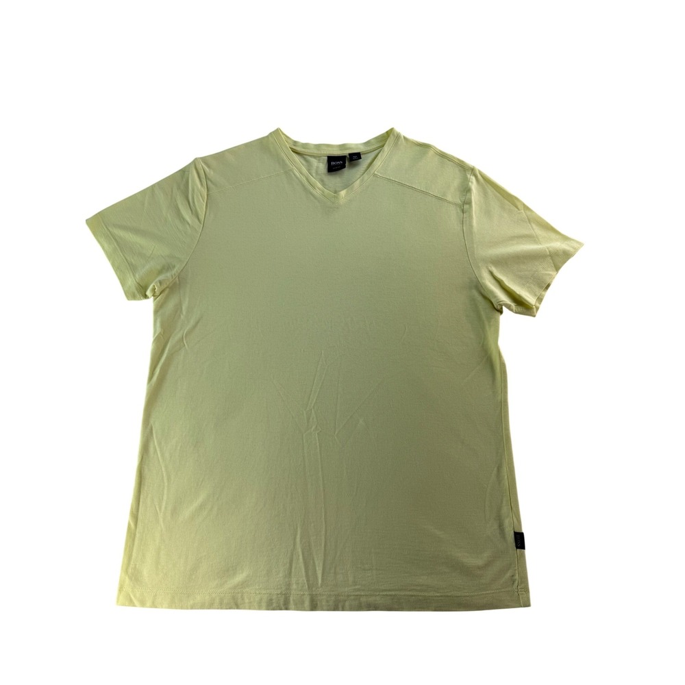 BOSS‎ Hugo Boss Slim Fit V Neck T Shirt Mens Light Yellow Size Medium